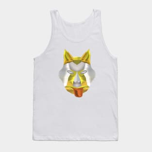 Futuristic Fantasy Wolf Fox Coyote Dog Canine Hybrid Mask (White Background) Tank Top